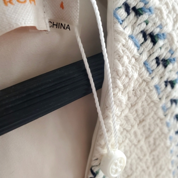 TORY BURCH STACEY STRIPE TWEED A-LINE DRESS CELESTE/VERDE CROSSHATCH $425 - Picture 11 of 16